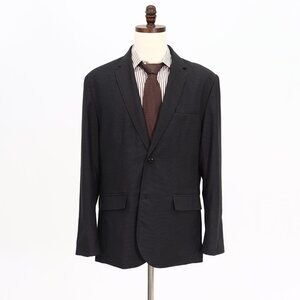 Kenneth Cole 46R Gray Sport Coat Blazer Jacket Striped 2B Polyester B595